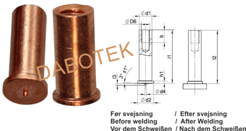 IT Tapped Stud M4-Ø6x20 Material Mild Steel 4.8 acc. EN ISO 13918