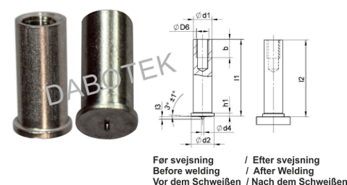 IT Tapped Stud M3-Ø5x6 Material Almg3 acc. EN ISO 13918