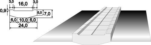 Keramisk Backing på tape 600X24 Flad fuge 0,9