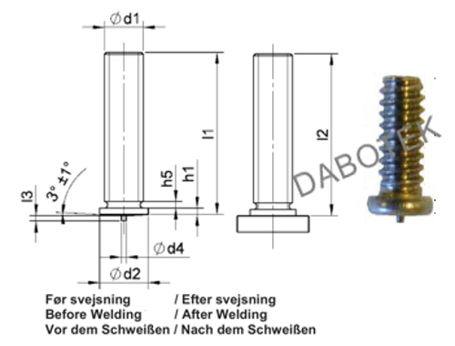 PT Threaded Stud M3x20 Matr. SS304; DIN 13918