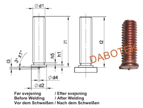 PT Threaded stud M3x45  Material Mild Steel 4.8 acc. EN ISO 13918